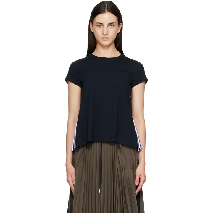 Photo: sacai Navy Cotton Poplin x Cotton Jersey T-shirt