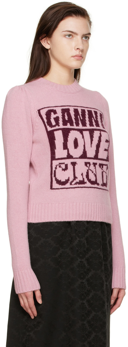 GANNI Pink Recycled Wool Sweater