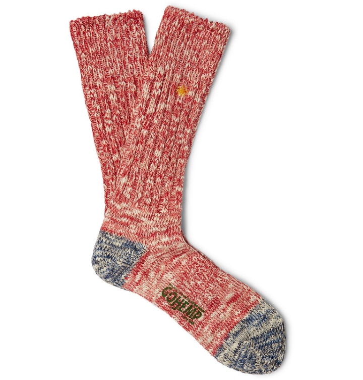 Photo: Anonymous Ism - Mélange Cotton-Blend Socks - Red