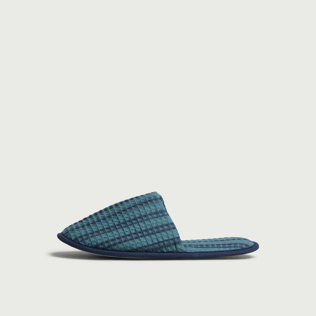 HAY Waffle Slippers in Stripe Petrol Blue