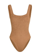 Hunza G Square-neck Crinkle Swimsuit - Brown - One Size
