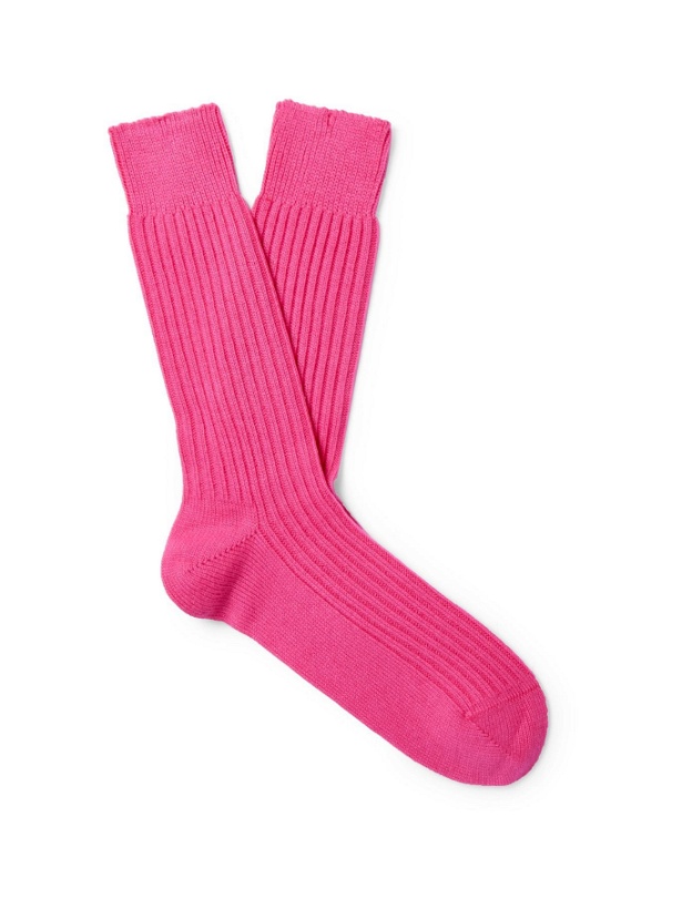 Photo: TOM FORD - Ribbed Cotton Socks - Pink