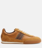 Etro Pegaso suede-trimmed leather sneakers
