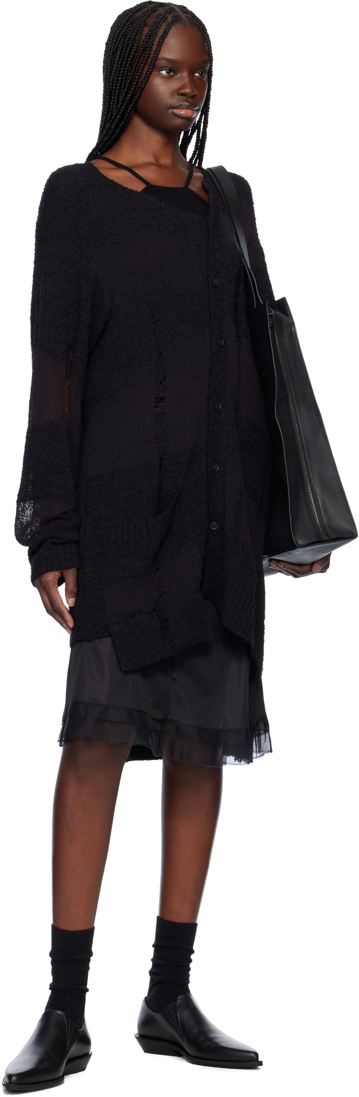 YOHJI YAMAMOTO Black 5G Randome Damage Processed Cardigan