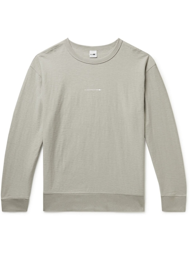 Photo: NN07 - Jerome Logo-Print Slub Cotton-Jersey Sweatshirt - Gray