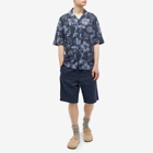 NN07 Men's Ole Linen Floral Vacation Shirt in Navy Print