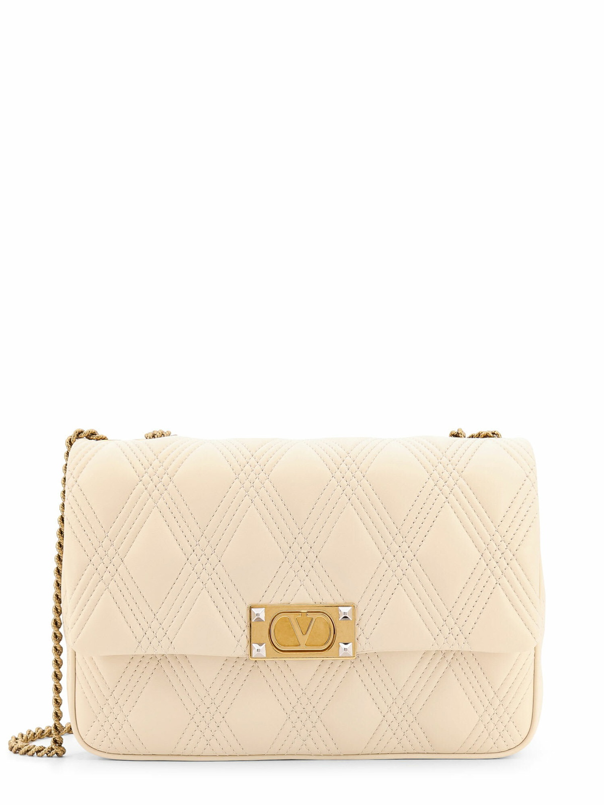 Valentino Garavani Ivory Nappa Leather Large Quiltie 67 Shoulder Bag ...