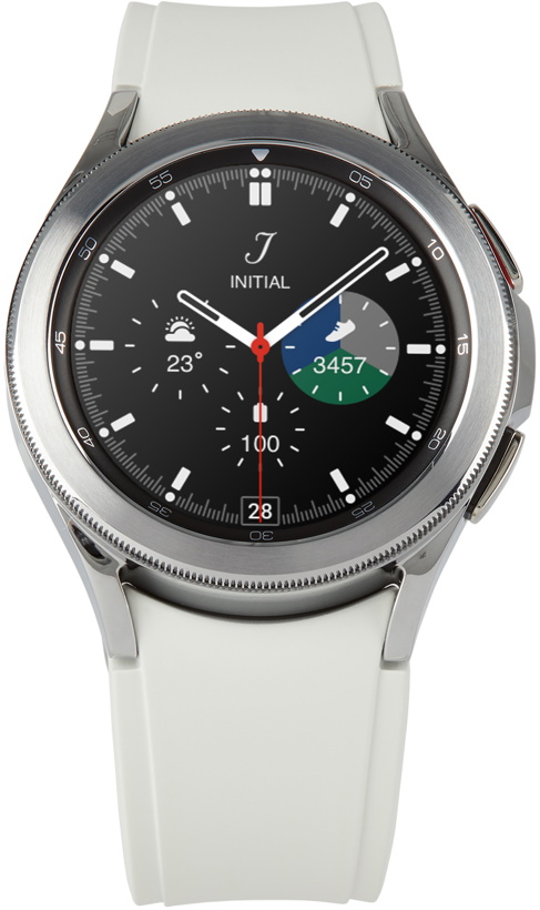 Photo: Samsung White Galaxy Watch4 Classic Smart Watch, 42 mm