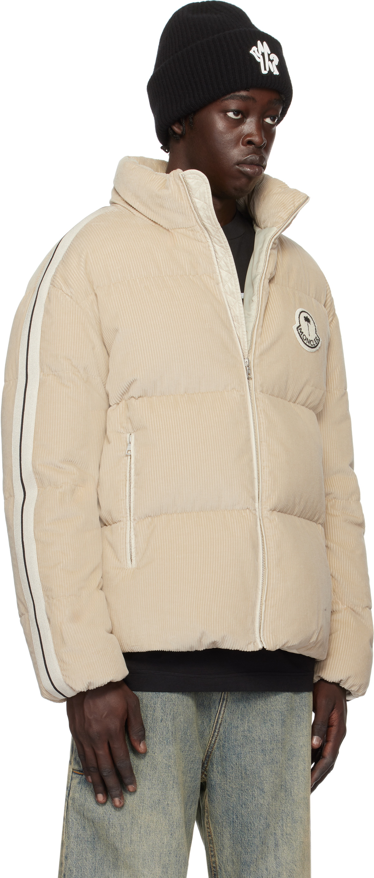 【★完売必至★】Moncler x Palm Angels Abrolhos ☆ ジャケット Abrolhos down jacket Moncler x Palm Angels in BEIGE - WHITE