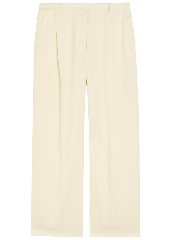 Photo: LA Double J Loose Pleated Wide-leg Wool Trousers Ivory