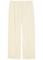LA Double J Loose Pleated Wide-leg Wool Trousers Ivory