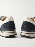 Visvim - Roland Leather-Trimmed Embroidered Suede and Mesh Sneakers - Blue