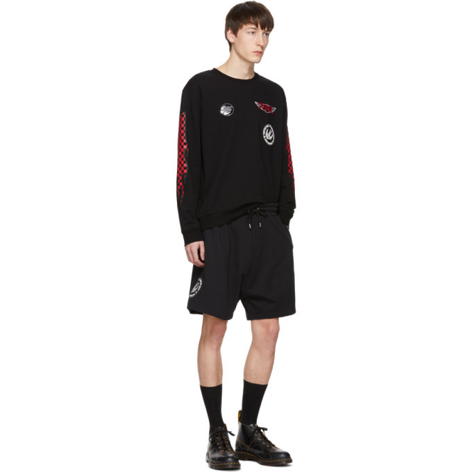 McQ Alexander McQueen Black Racing Swallow Shrunken Shorts