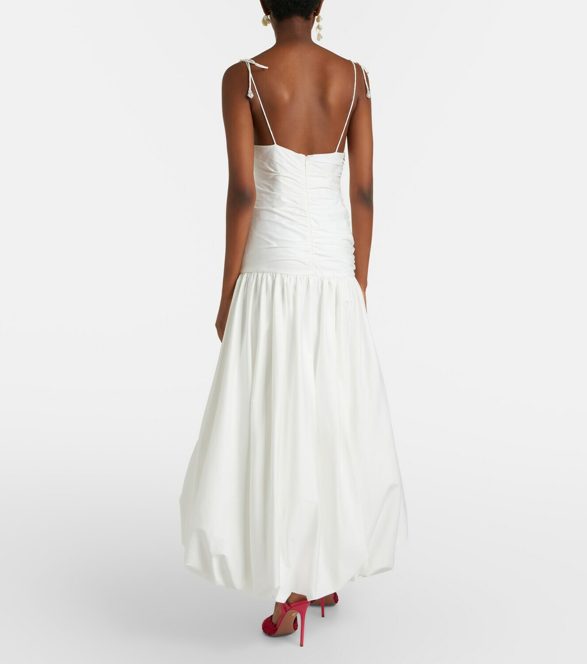 Self-Portrait Gathered cotton-blend maxi dress
