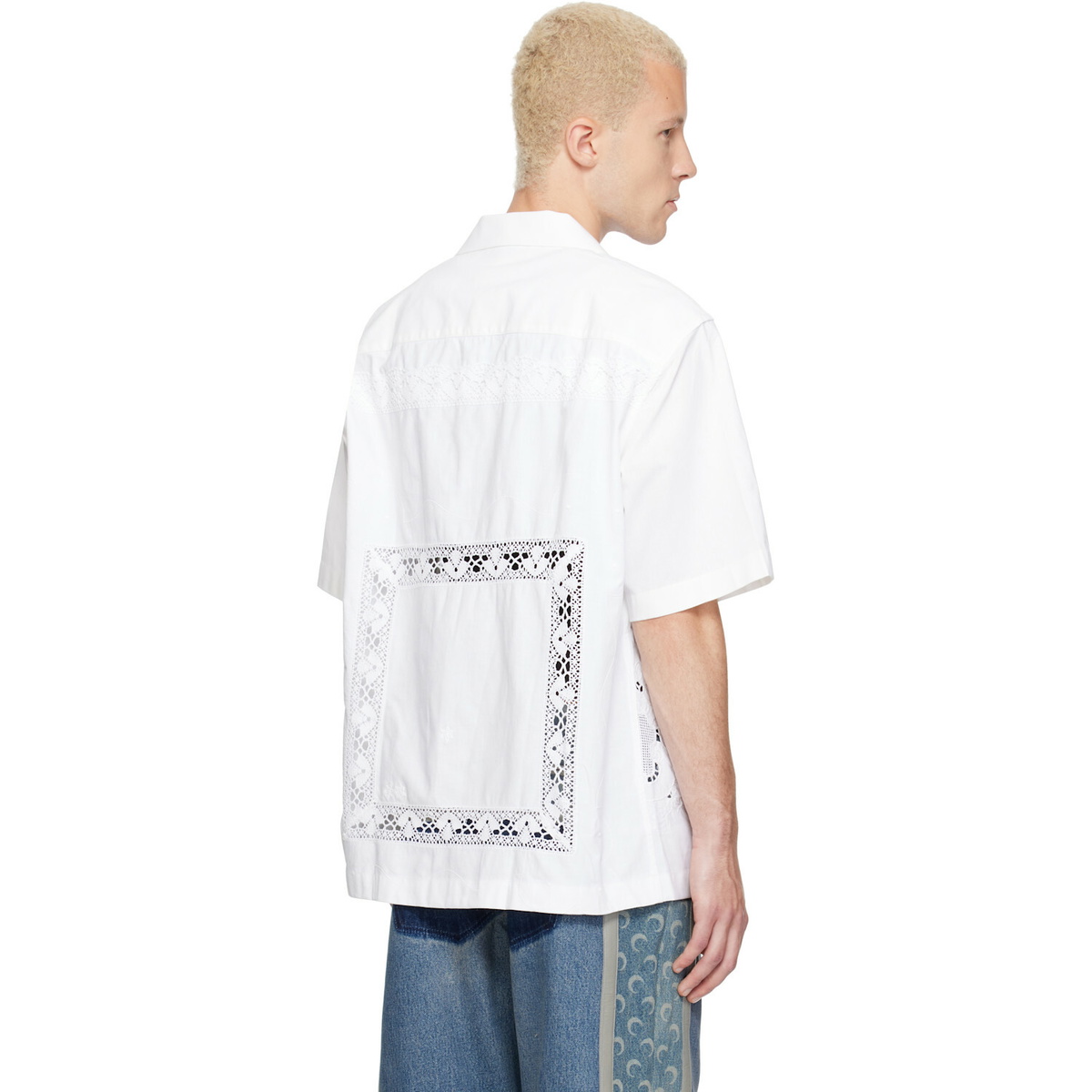 Marine Serre White Regenerated 'Household Linens' S/S Shirt
