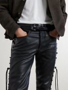 TOM FORD - Straight-Leg Full-Grain Leather Trousers - Black