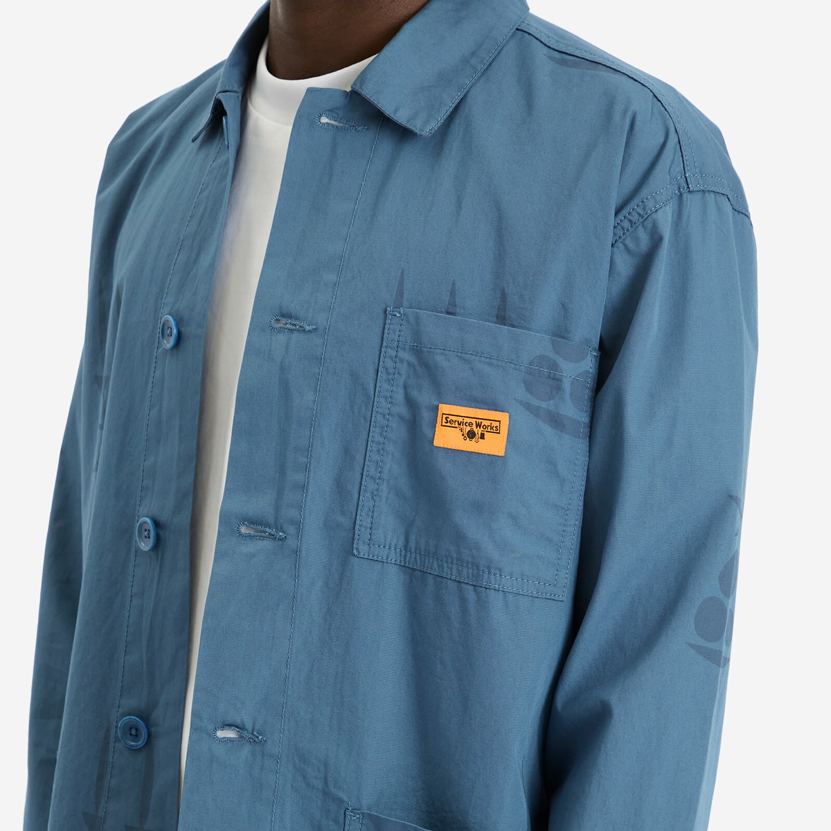 Service Works Men's Poplin Printed Chore Shirt in Slate