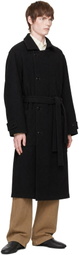 LEMAIRE Black Wrap Double Wool Coat