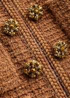 Self-portrait Embellished Bouclé Tweed Jacket Brown