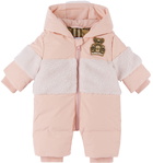 Burberry Baby Pink Down Thomas Bear Appliqué Snowsuit