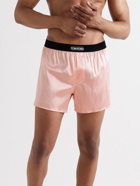 TOM FORD - Velvet-Trimmed Stretch-Silk Satin Boxer Briefs - Pink