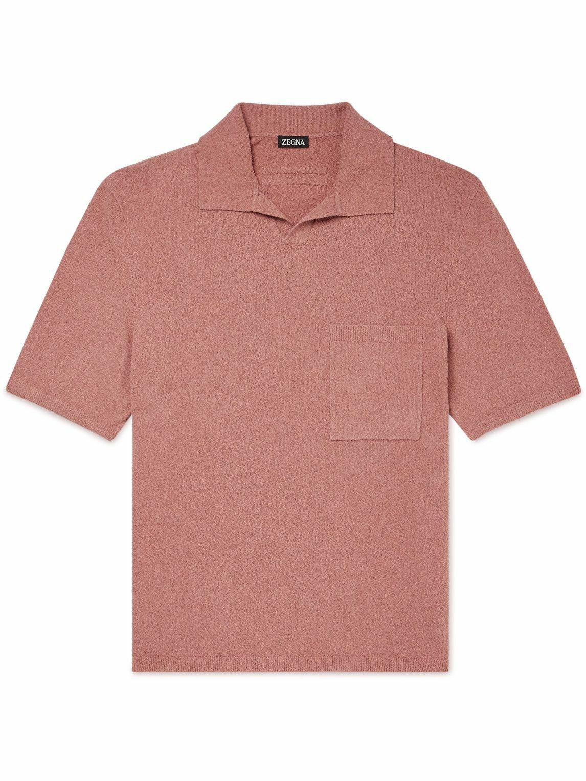 Pink Short-sleeve cotton-blend polo shirt