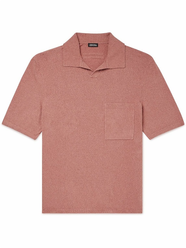 Photo: Zegna - Knitted Cotton-Blend Polo Shirt - Pink