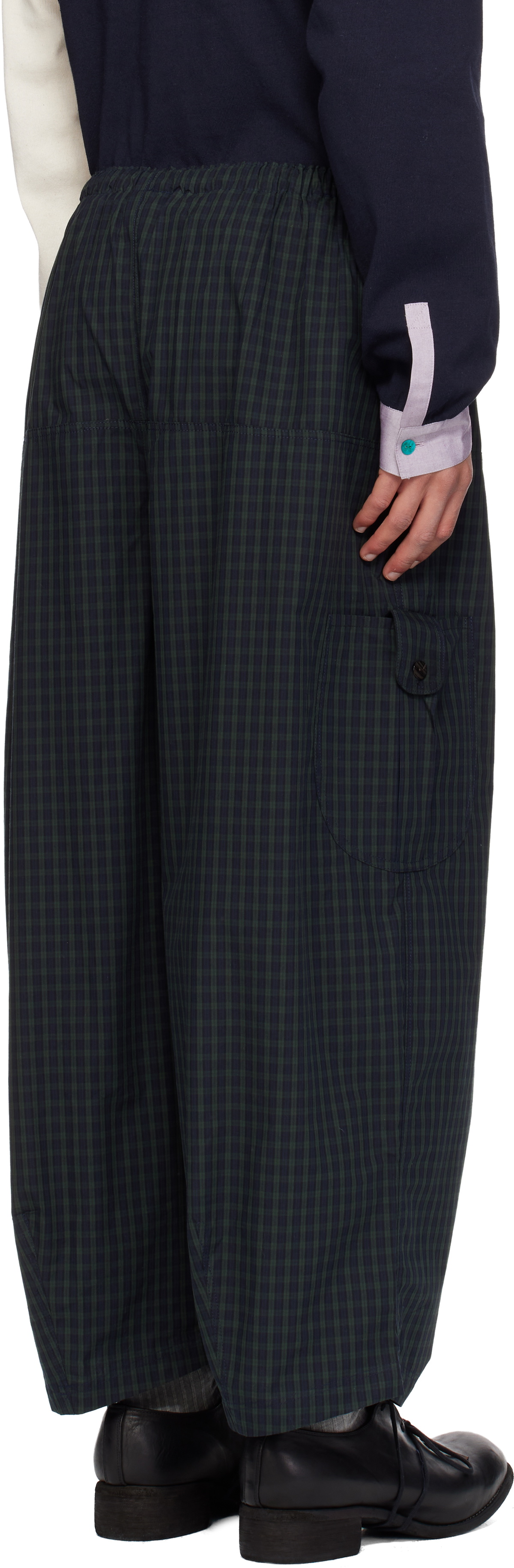 SC103 Navy & Green Margin Cargo Pants