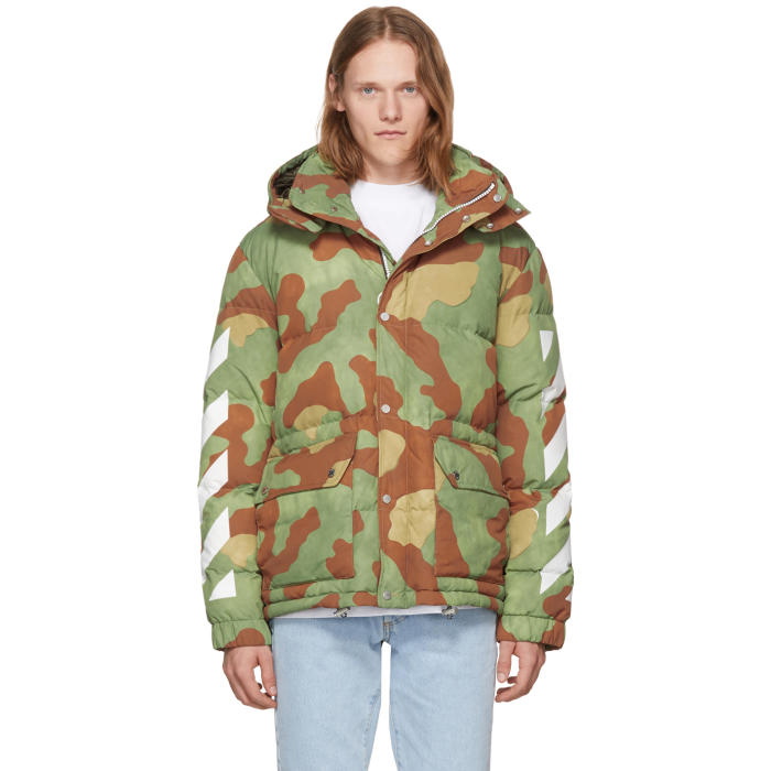 Photo: Off-White Green Down Camo Diagonal Arrows Jacket 