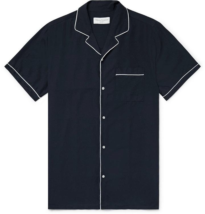 Photo: Officine Generale - Piped Lyocell Shirt - Navy