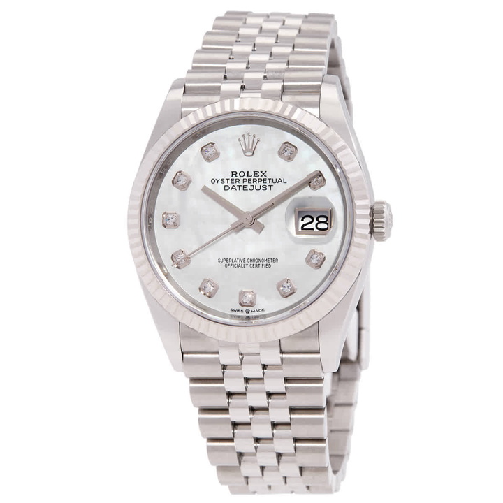 Photo: Rolex Datejust 36 Automatic Diamond White Mother of Pearl Dial Watch 126234WDJ