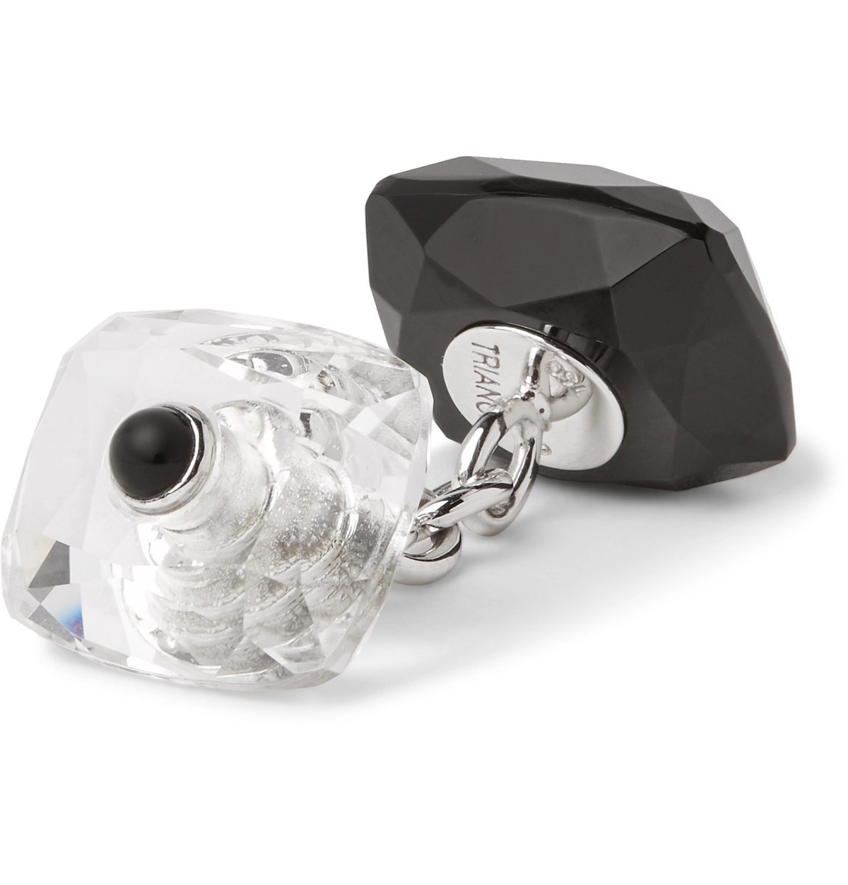 Trianon - 18-Karat White Gold, Onyx, Crystal and Diamond Cufflinks - Silver