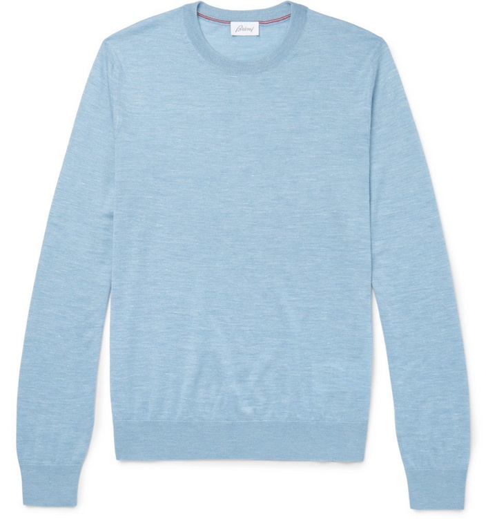 Photo: Brioni - Slub Cashmere-Blend Sweater - Men - Blue