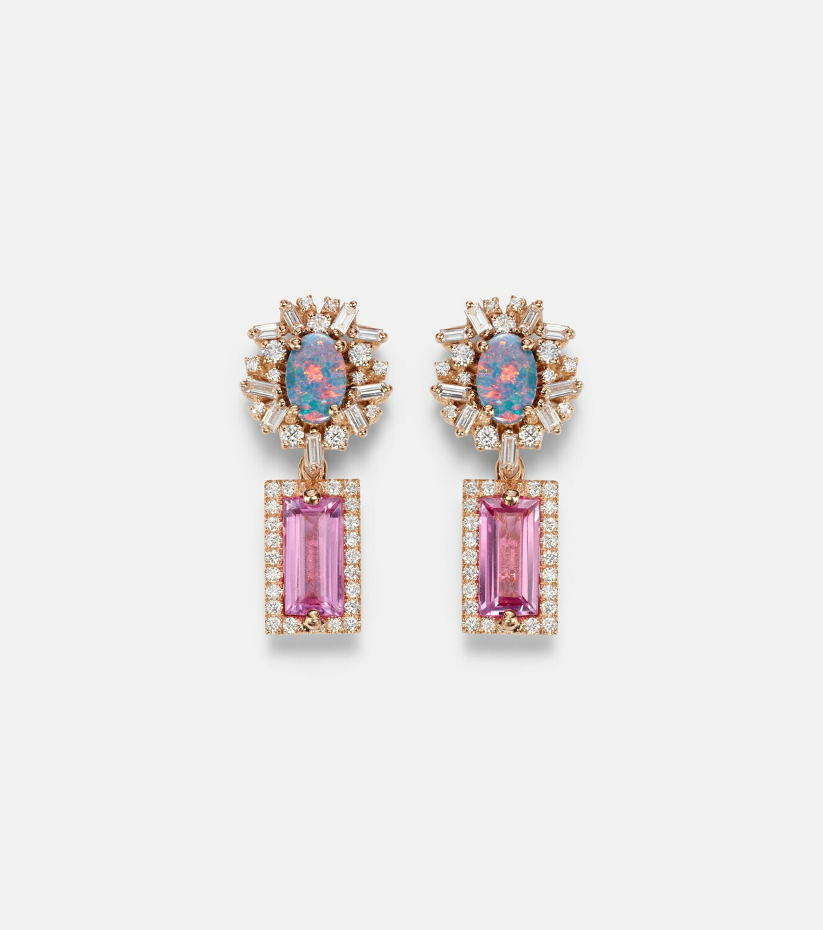 Suzanne Kalan 18kt rose gold drop earrings with gemstones