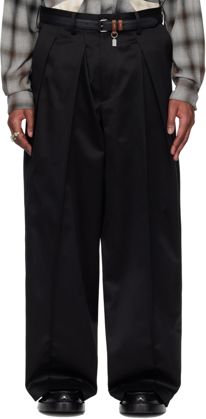 Photo: Khoki Black Pleat-Design Trousers