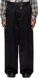 Khoki Black Pleat-Design Trousers
