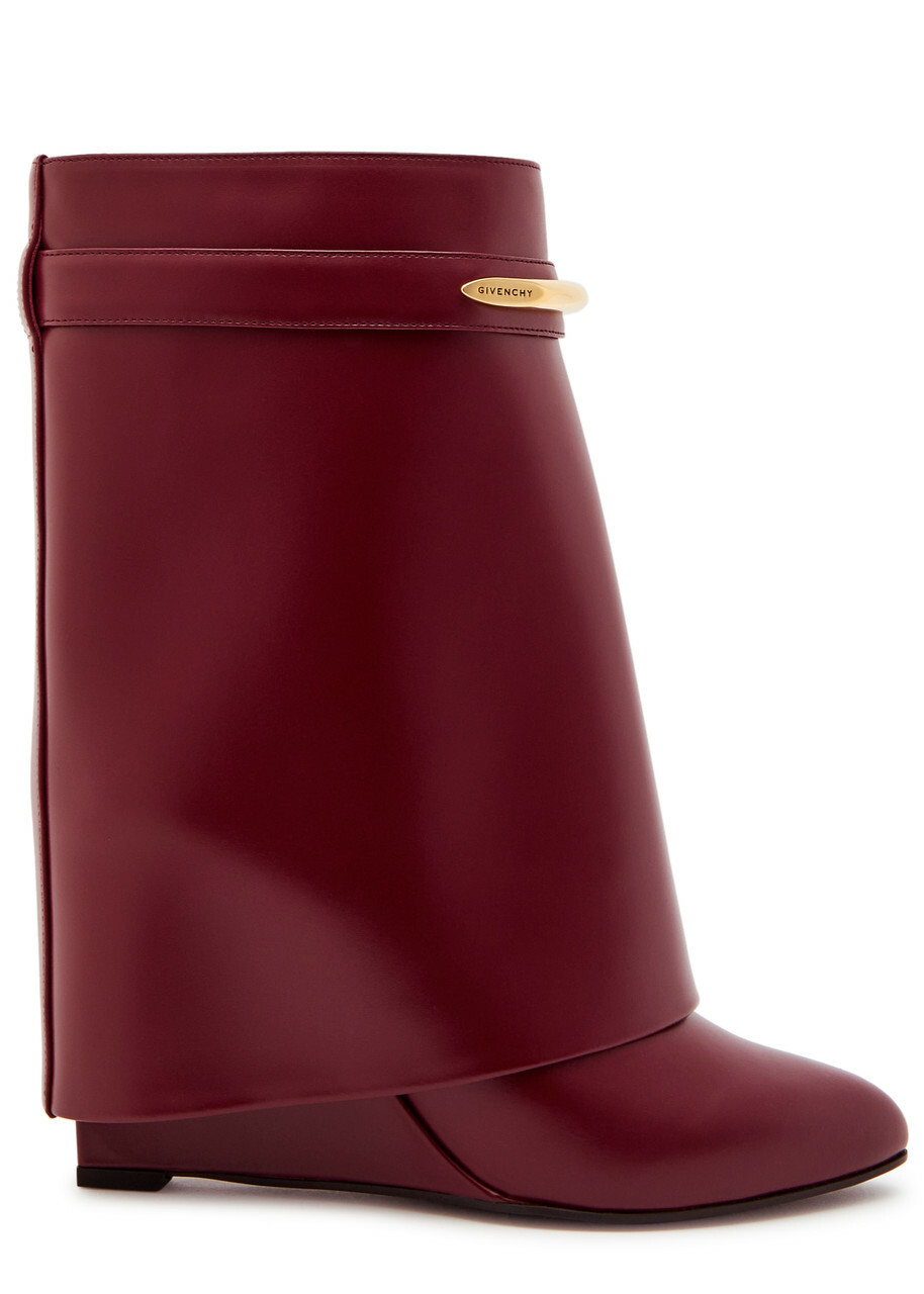 Givenchy Shark 95 Leather Mid-calf Boots Burgundy