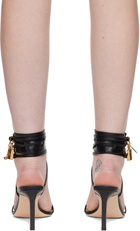 TOM FORD Black Soft Calf Ankle Wrap Heeled Sandals