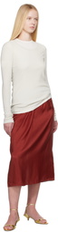 Carven Red Pull-On Silk Toile Midi Skirt