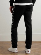 Moncler - Webbing-Trimmed Cotton-Jersey Tapered Sweatpants - Black