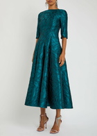 Talbot Runhof Patterned-jacquard Woven Midi Dress Blue
