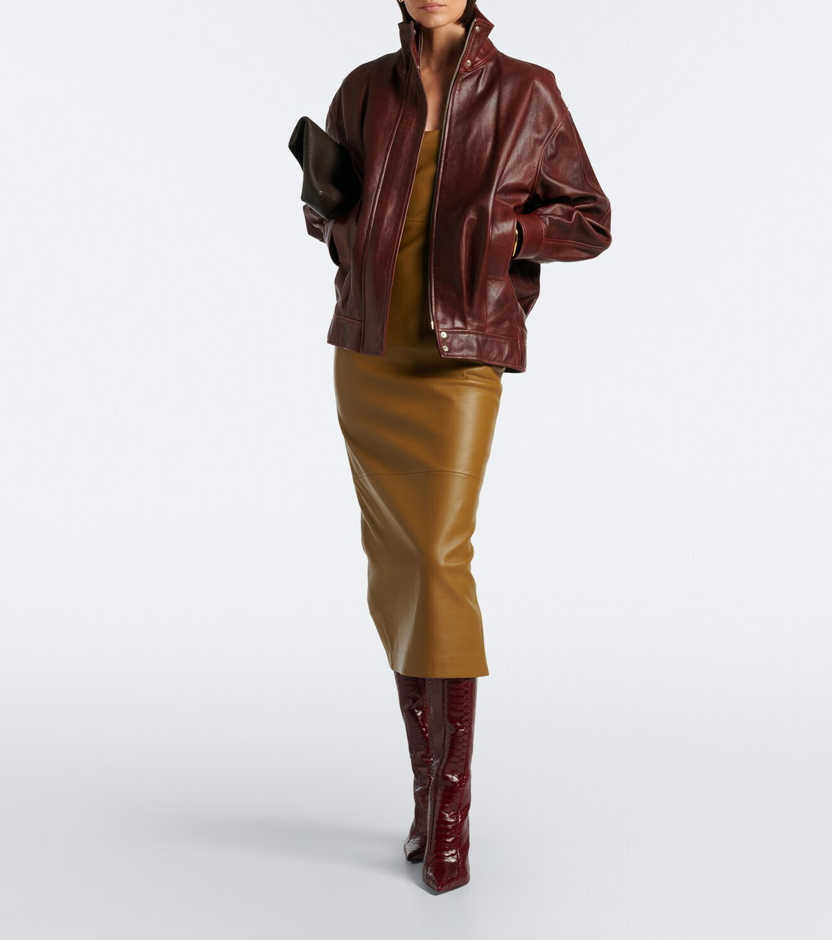 Paris Texas Lidia snake-effect leather knee-high boots