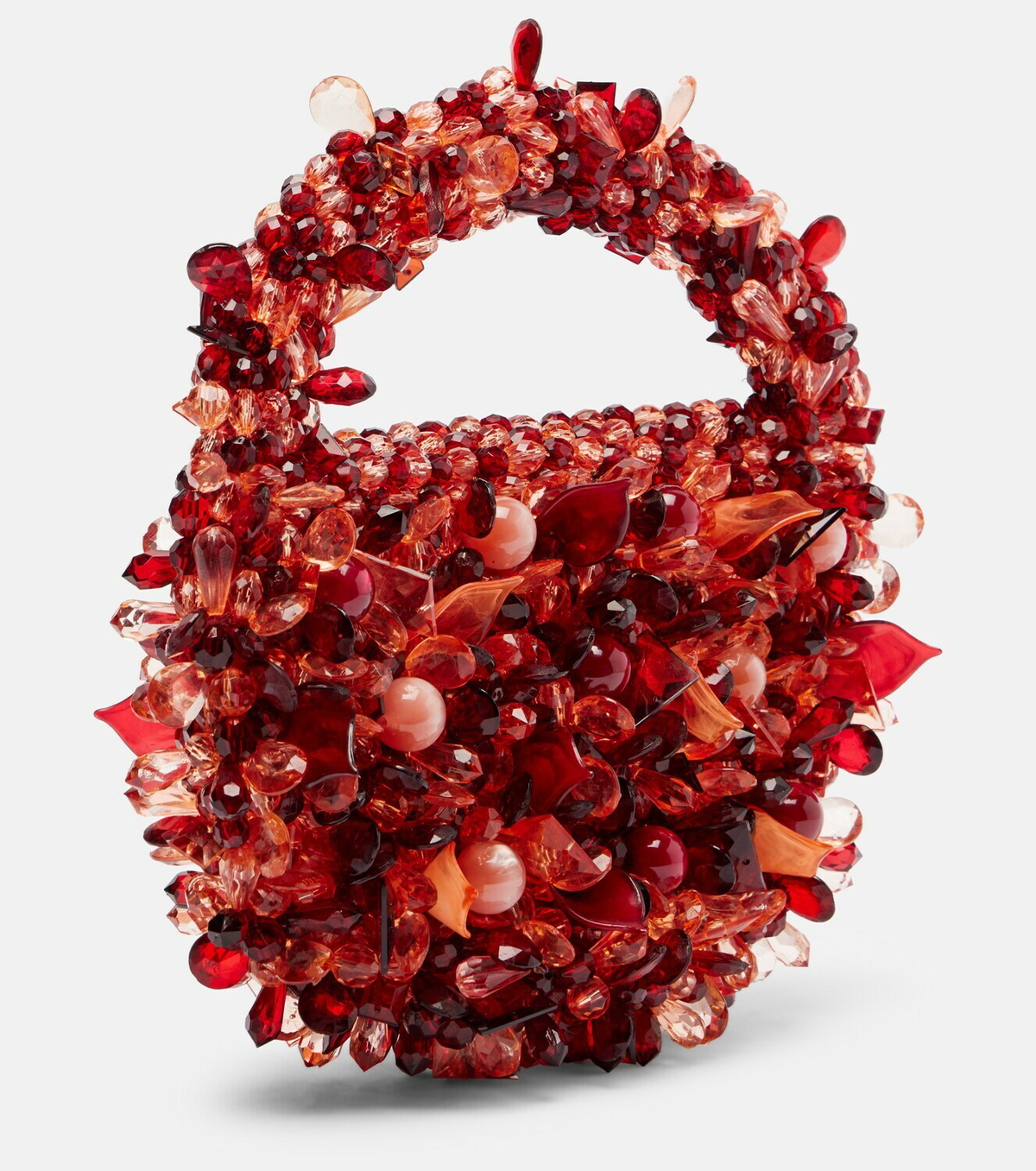 Clio Peppiatt Coral Mini embellished tote bag
