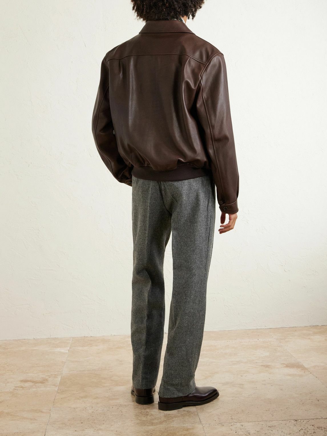 Ralph Lauren Purple label - Leather Bomber Jacket - Brown
