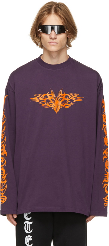 Photo: VETEMENTS Purple Gothic Logo Long Sleeve T-Shirt