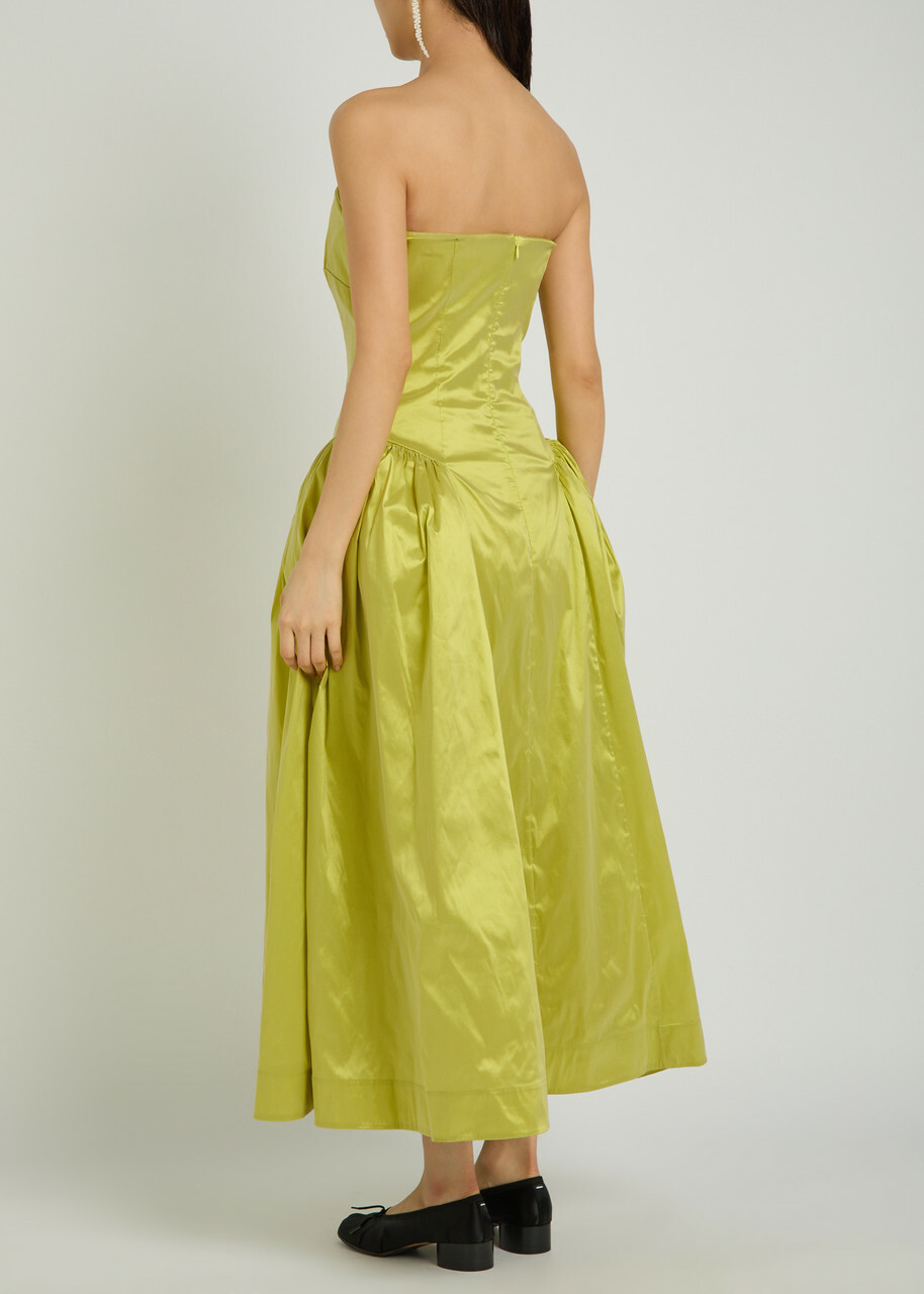 Simone Rocha Strapless Taffeta Midi Dress Green