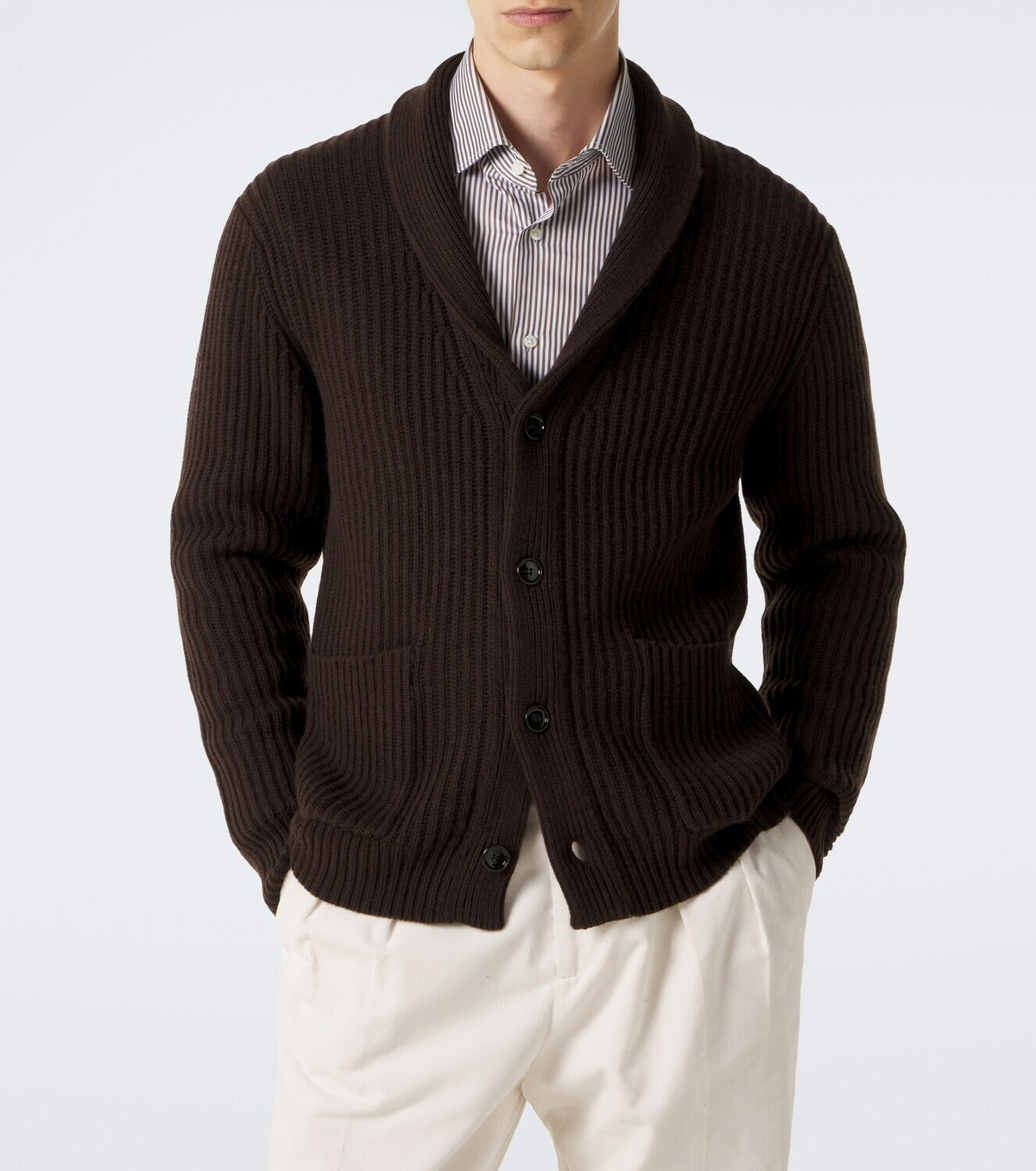 Allude Ribbed-knit wool and cashmere cardigan