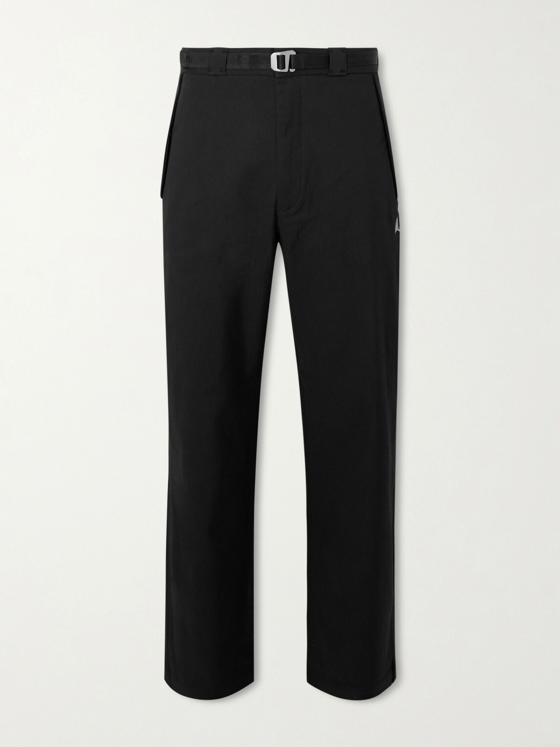 ROA - Slim-Fit Straight-Leg Logo-Embroidered Belted Cotton-Blend Twill Trousers - Black