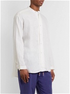 SMR Days - Camp-Collar Embroidered Striped Cotton Shirt - White