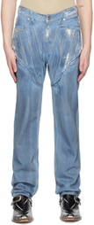 Juntae Kim Blue Painted Corset Jeans